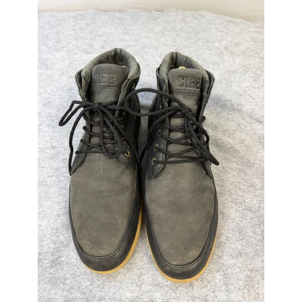 Clae Hamilton Leather Chukka Boots Black Leather, Low-Profile Gum Sole Size 9